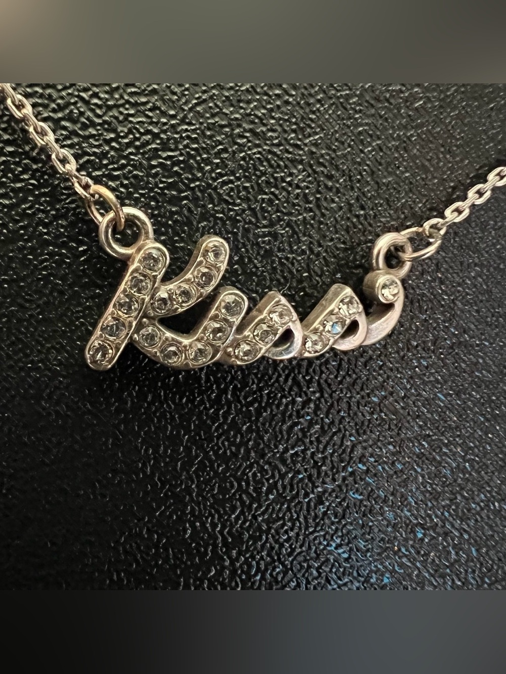Brighton Silver Tone Crystal Kiss Cursive Petite Adjustable Necklace